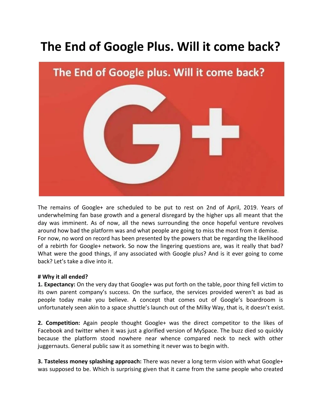 the end of google plus will it come back