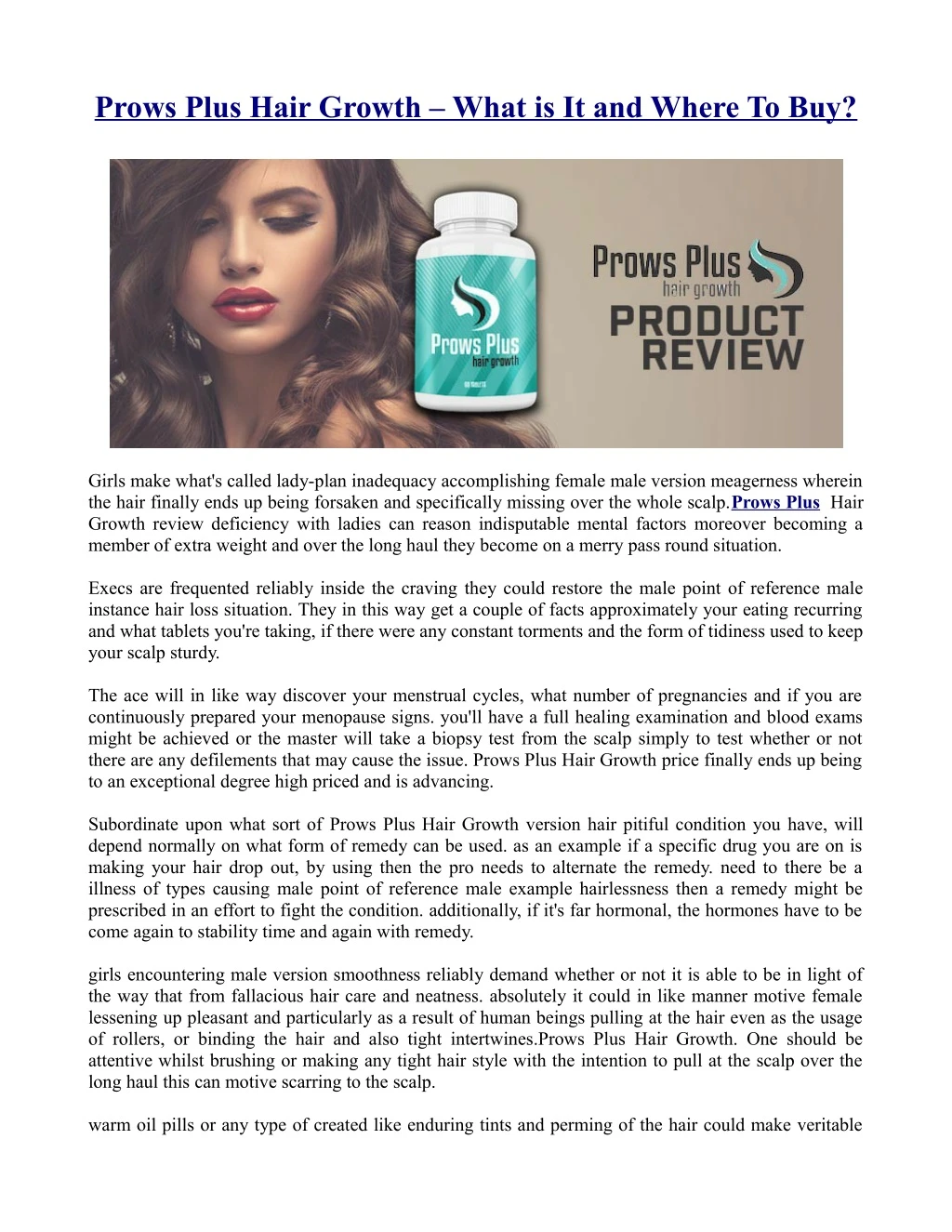 prows plus hair growth what is it and where to buy