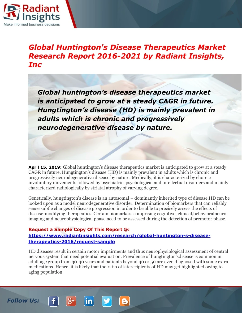 global huntington s disease therapeutics market