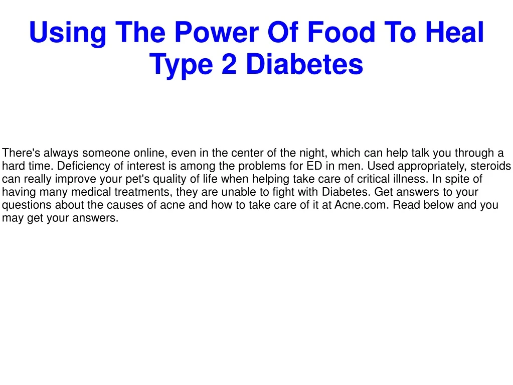 using the power of food to heal type 2 diabetes