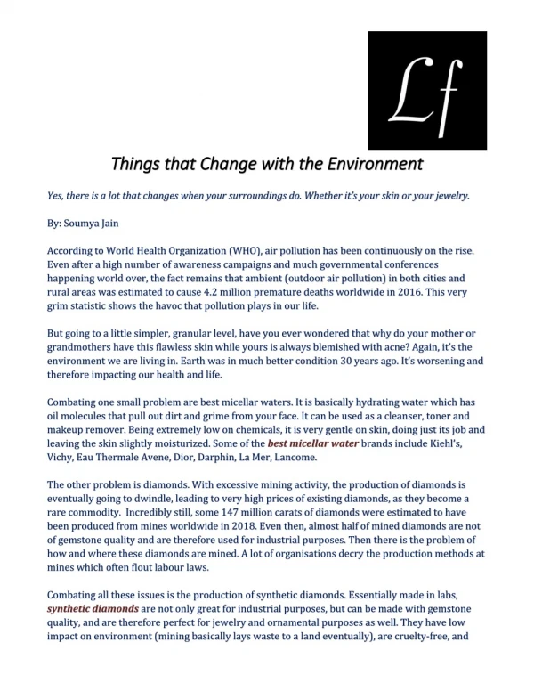 Things that Change with the Environment