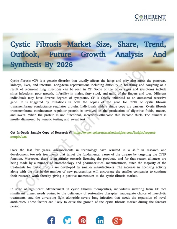 Cystic Fibrosis Market Projected to be Resilient by 2026
