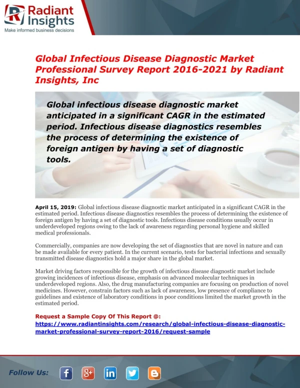 Infectious Disease Diagnostic Market | Top Manufacturers, Consumption, Growth and Forecast To 2021