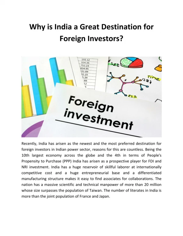Why is India a Great Destination for Foreign Investors?