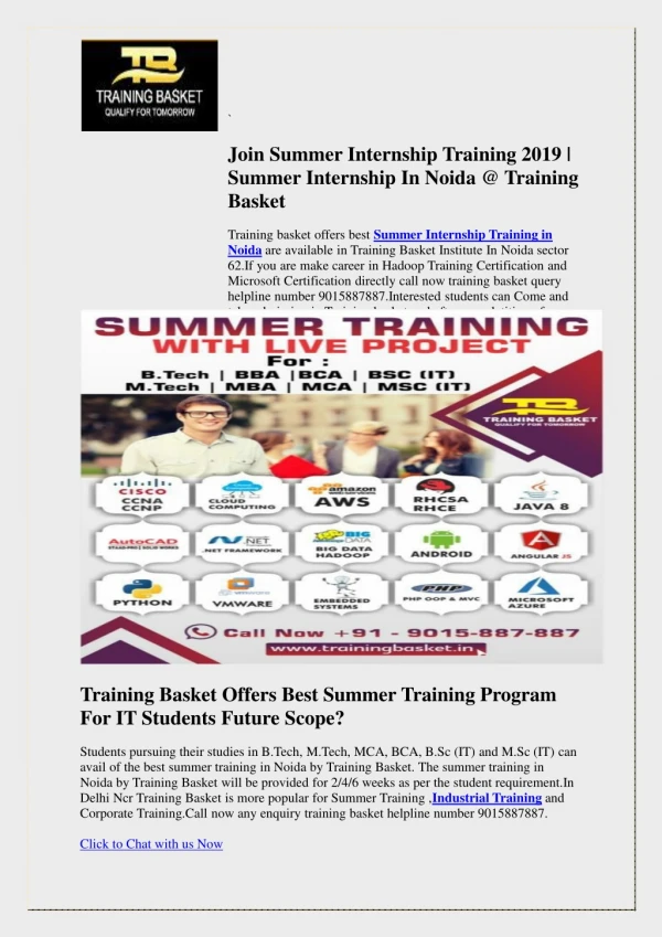 "Summer is here and with that comes Training Basket's Summer Training. Grab the chance to learn Python and give a kickst
