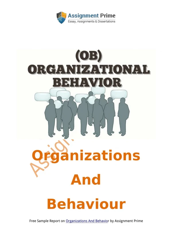 Sample Report on Organizations And Behavior by Assignment Prime
