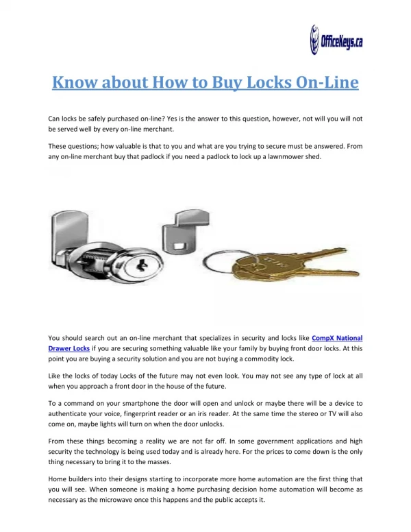 Know about How to Buy Locks Online