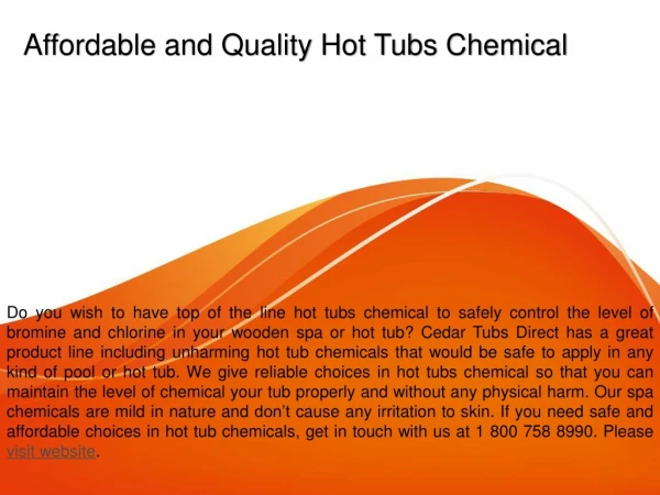 Affordable and Quality Hot Tubs Chemical