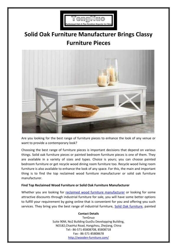 Solid Oak Furniture Manufacturer Brings Classy Furniture Pieces