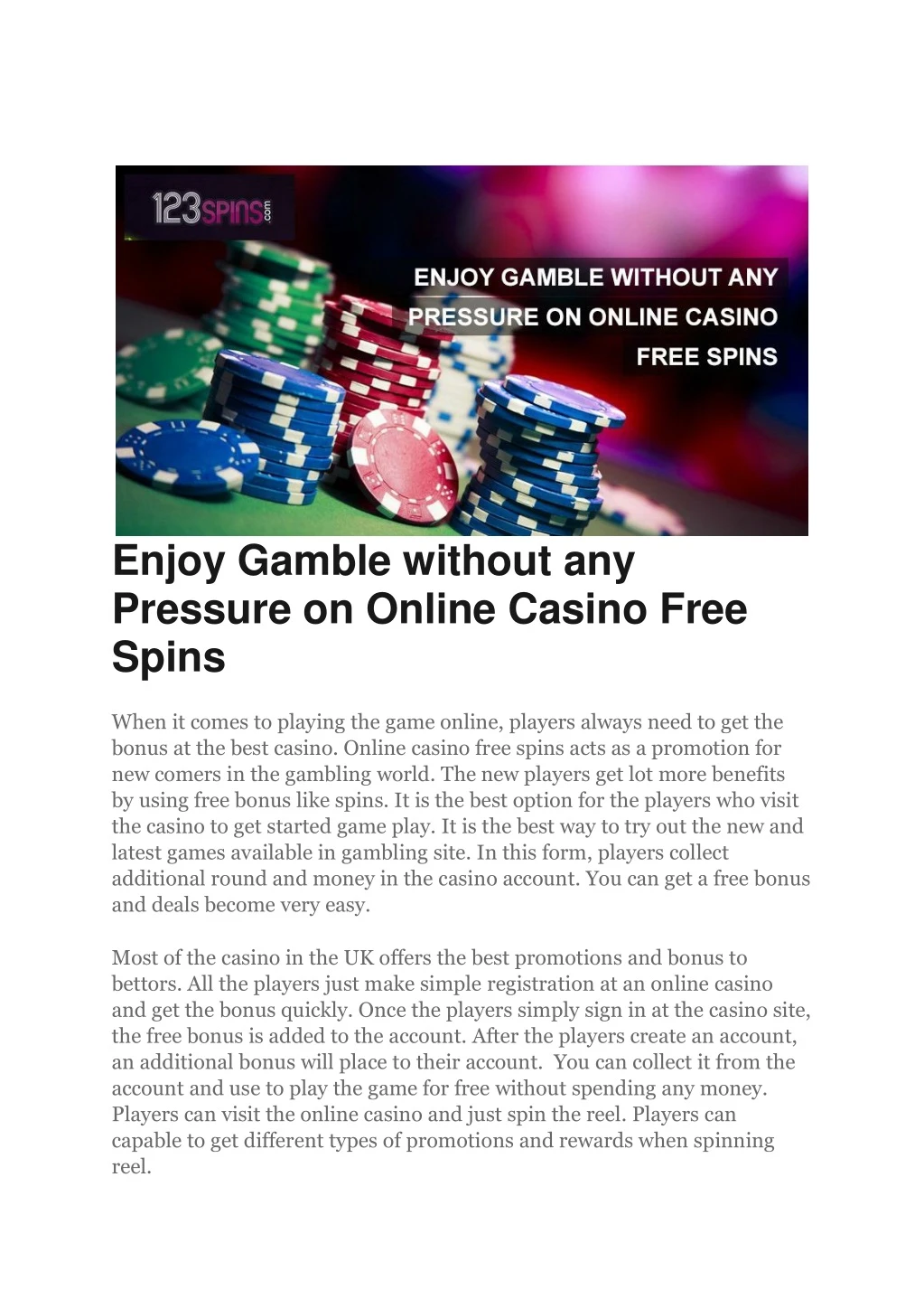 enjoy gamble without any pressure on online