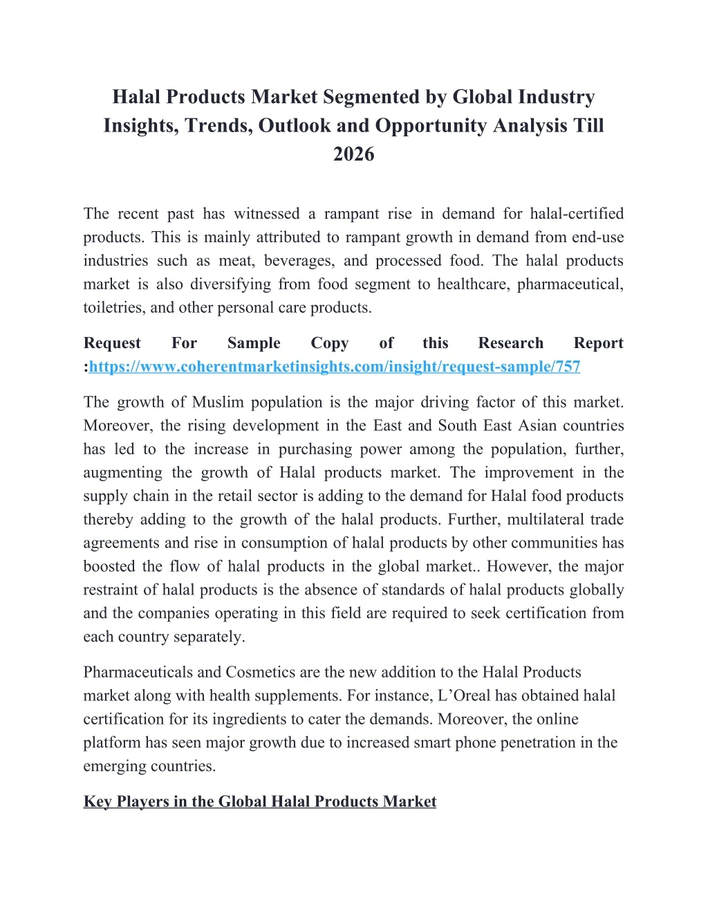 halal products market segmented by global