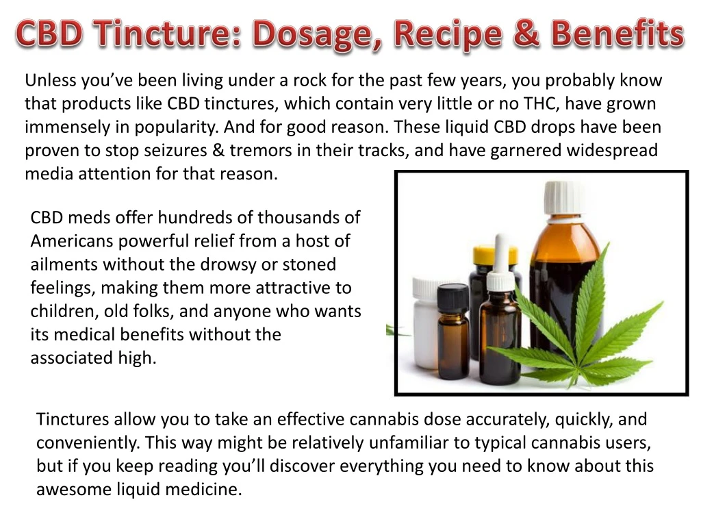 cbd tincture dosage recipe benefits