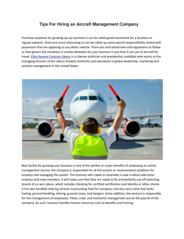 Tips For Hiring an Aircraft Management Company