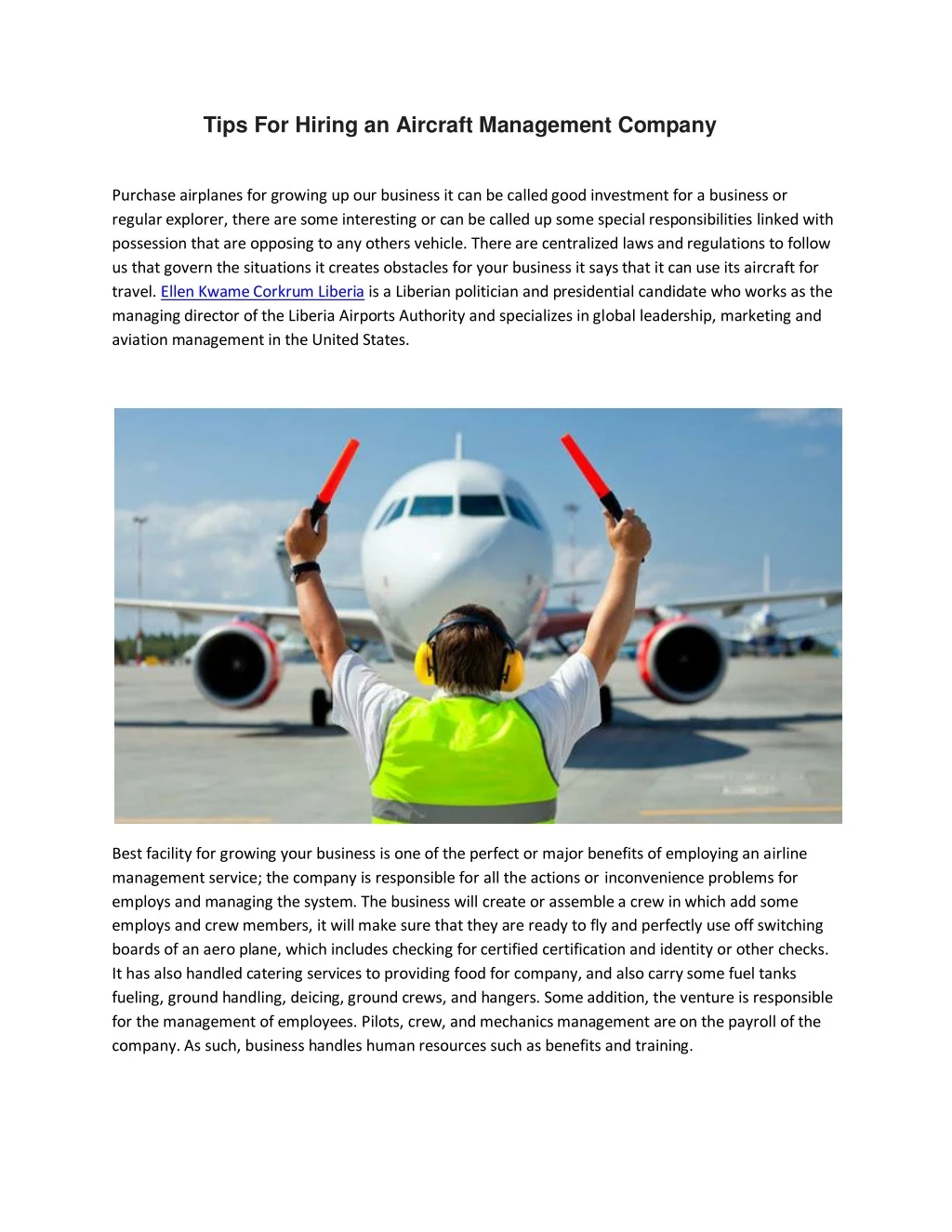 tips for hiring an aircraft management company