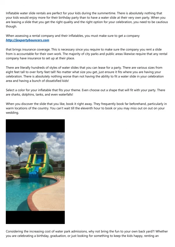 Inflatable Water Slide Rentals