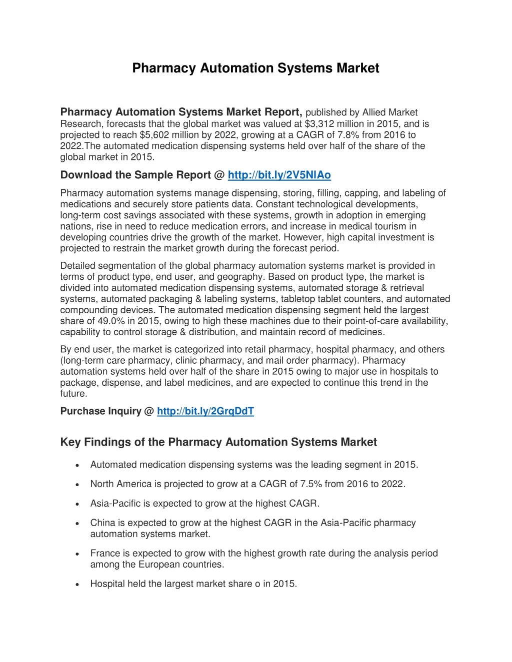 pharmacy automation systems market