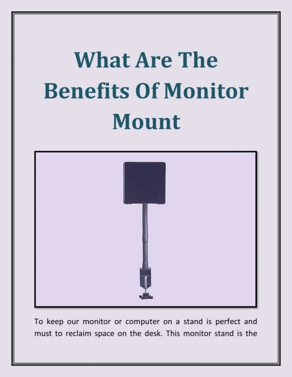 What Are The Benefits Of Monitor Mount