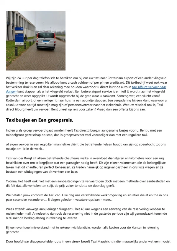 Taxi Tilburg, voordelig personenvervoer