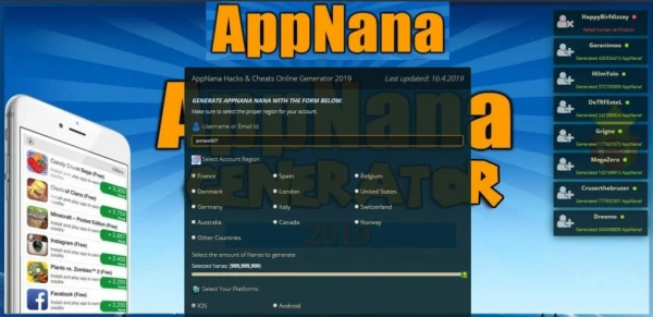 AppNana Hacks & Cheats Online Generator 2019