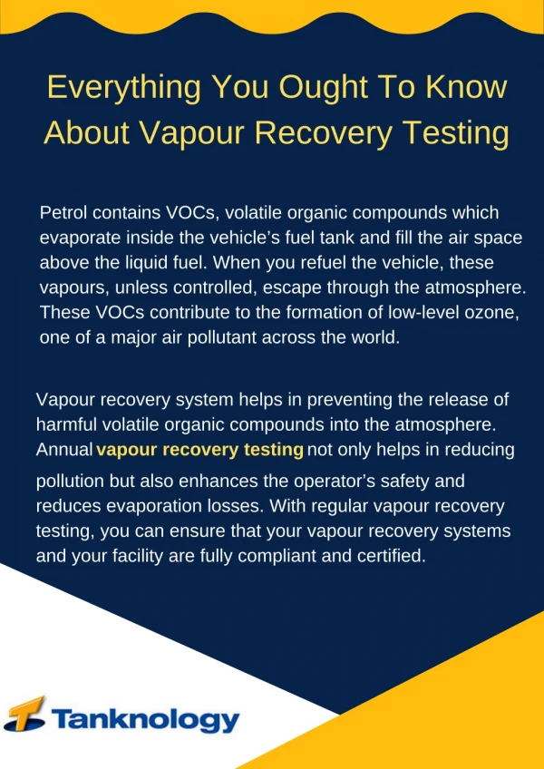 Everything You Ought To Know About Vapour Recovery Testing