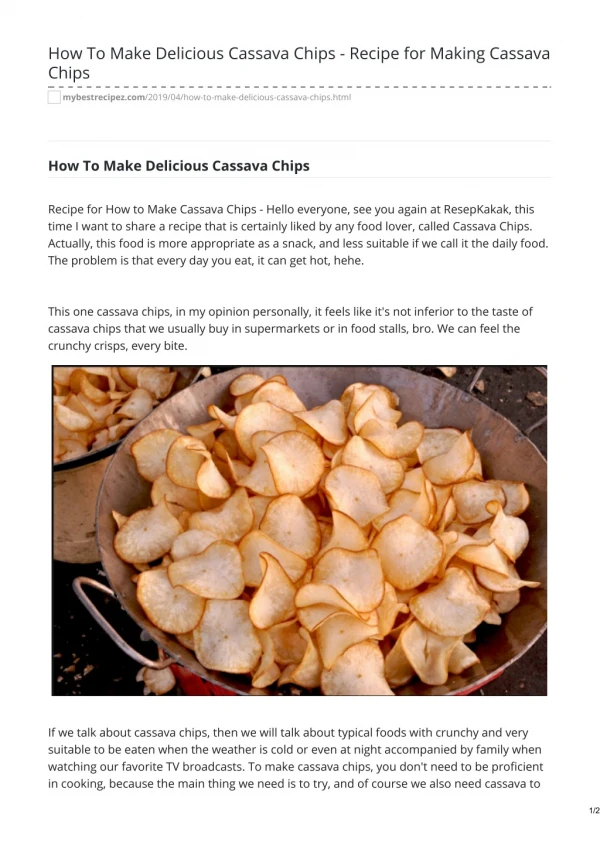 How To Make Delicious Cassava Chips - Recipe for Making Cassava Chips