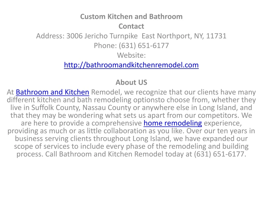 custom kitchen and bathroom contact address 3006