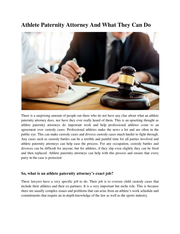 Athlete Paternity Attorney And What They Can Do