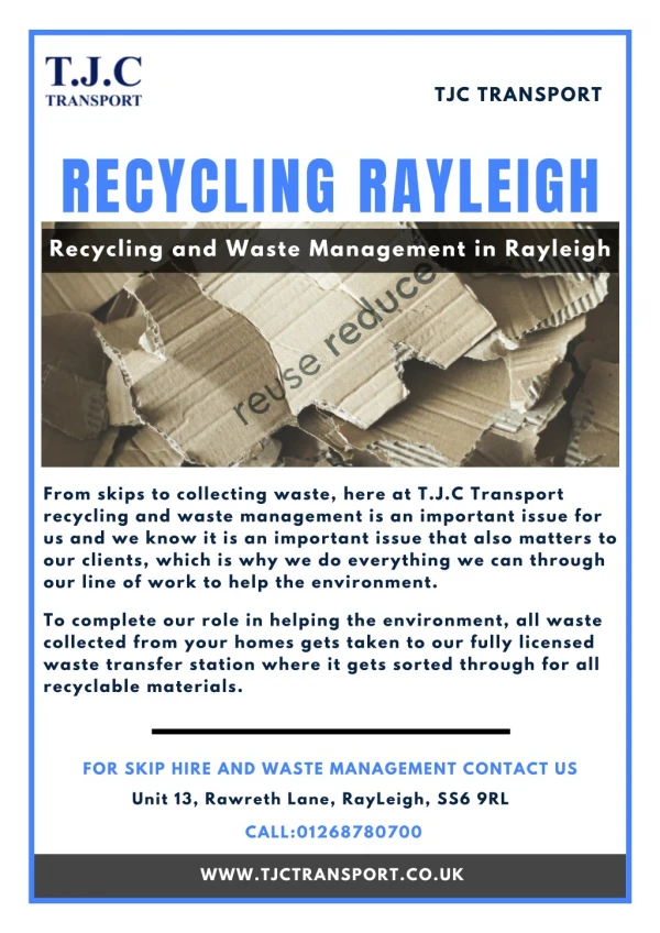 Recycling Rayleigh - TJC Transport