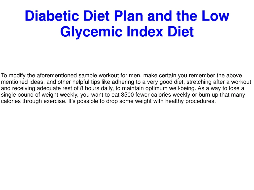 diabetic diet plan and the low glycemic index diet