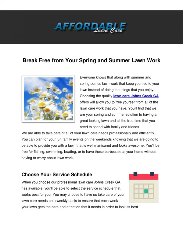 Break Free from Your Spring and Summer Lawn Work