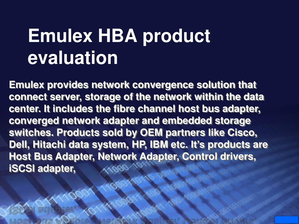 emulex hba product evaluation