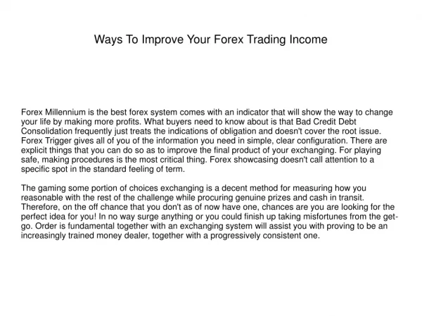 Ways To Improve Your Forex Trading Income