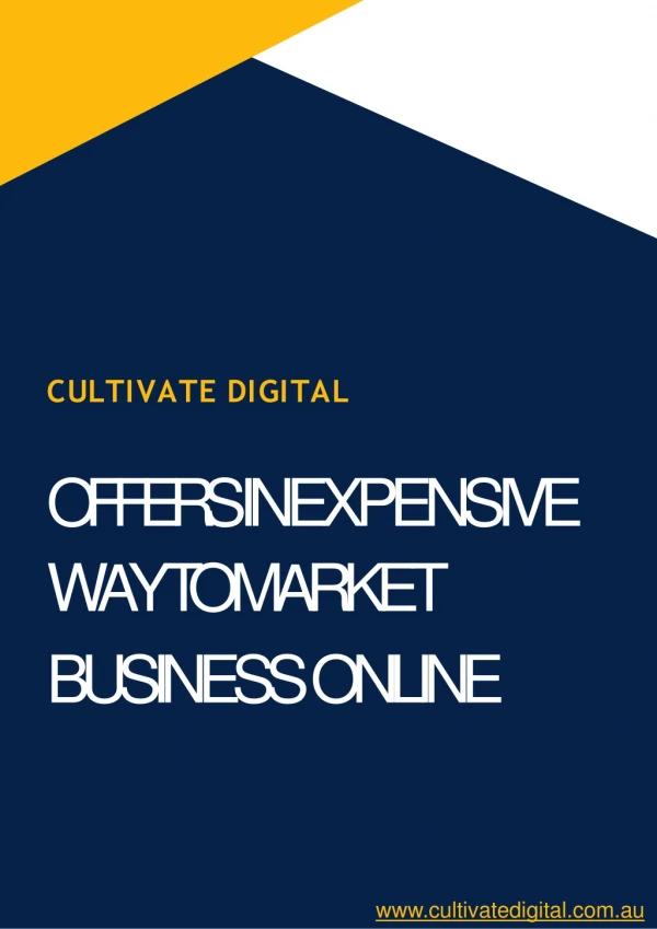 Cultivate Digital – Offers Inexpensive Way to Market Business Online