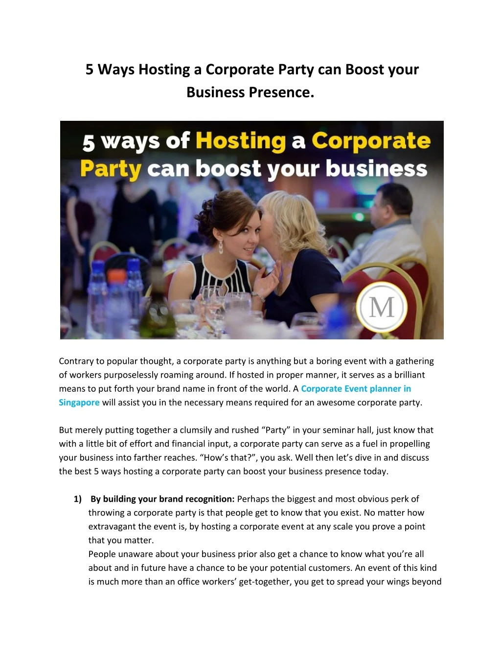 5 ways hosting a corporate party can boost your