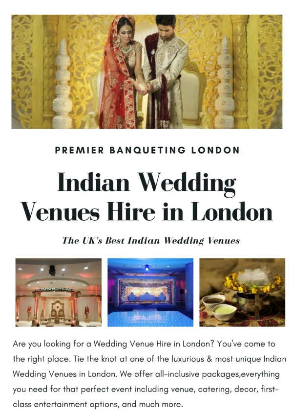 Indian Wedding Venues Hire in London