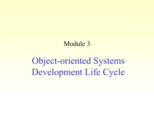 Object-oriented Systems Development Life Cycle