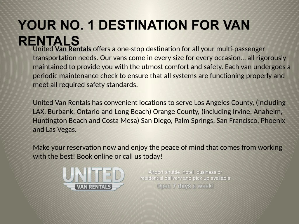 your no 1 destination for van rentals united