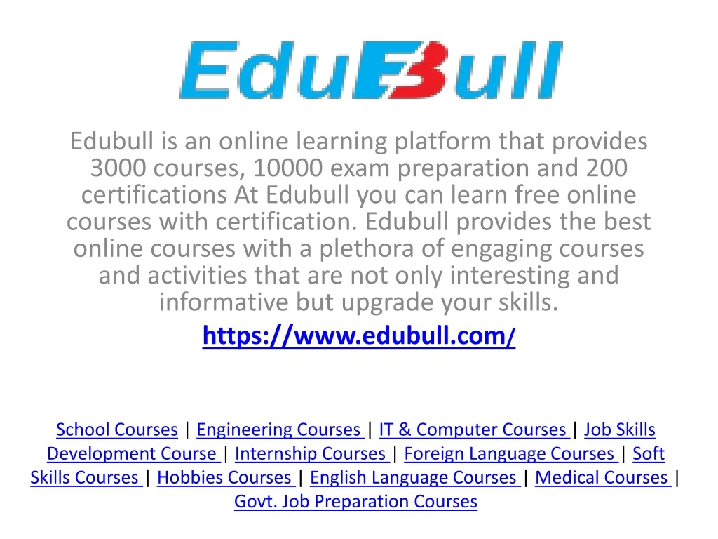 edubull is an online learning platform that
