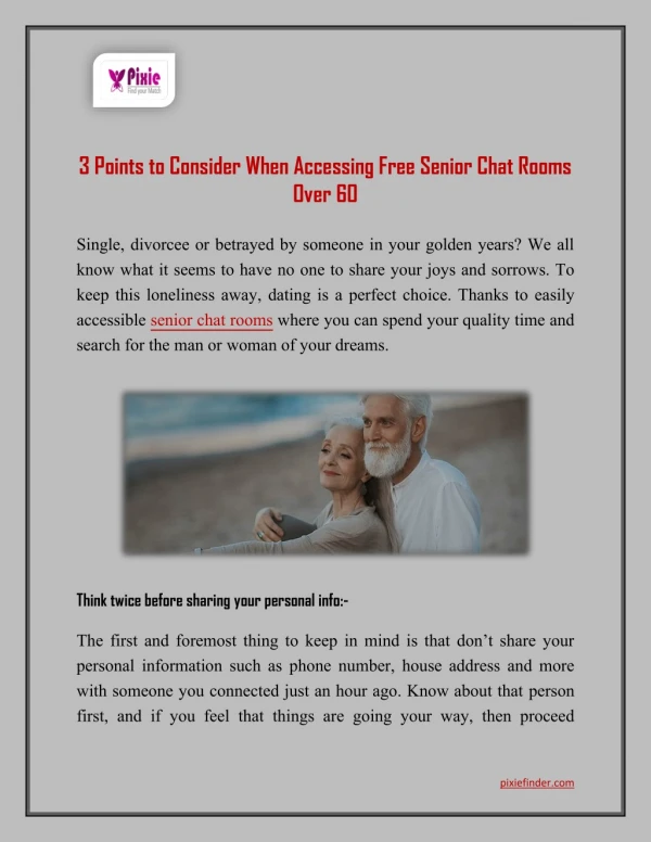 Safe and Secure online Seniors Chat Rooms