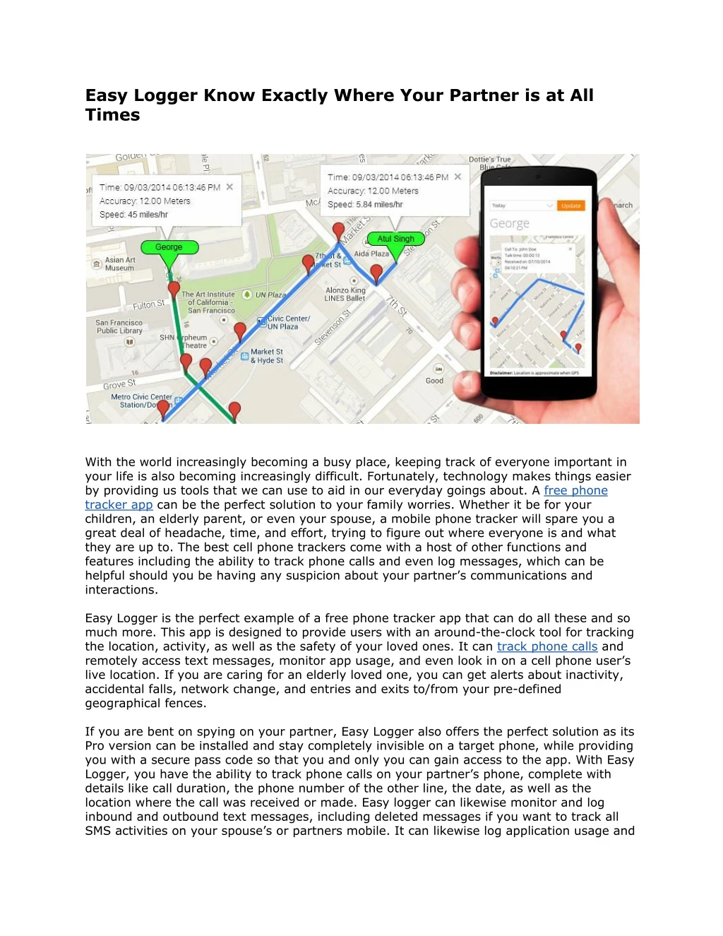 easy logger know exactly where your partner