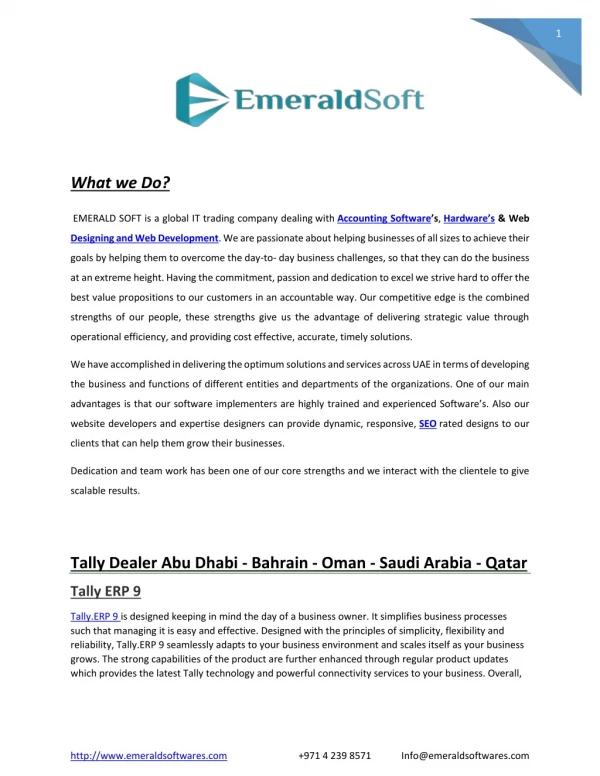 Tally erp 9 | Tally Dealer in Dubai - Emerald Softwares