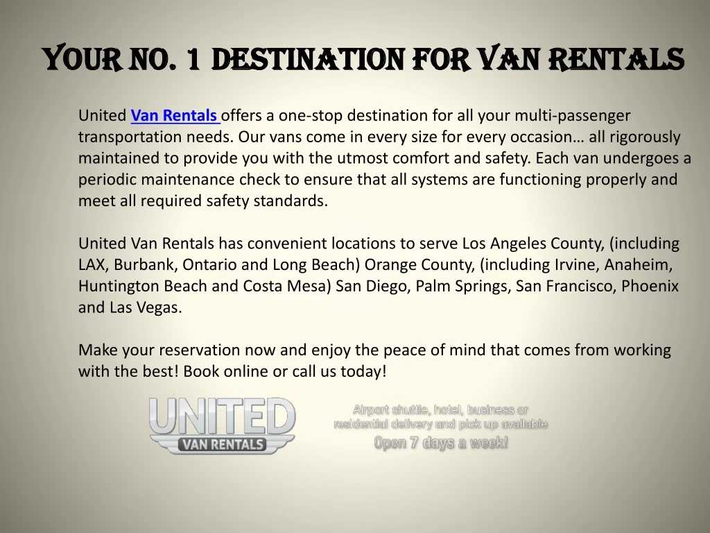 your no 1 destination for van rentals