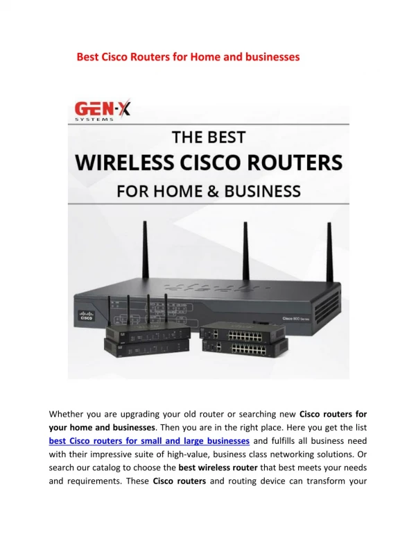 Best Cisco Routers for Home & businesses || Genx Systems