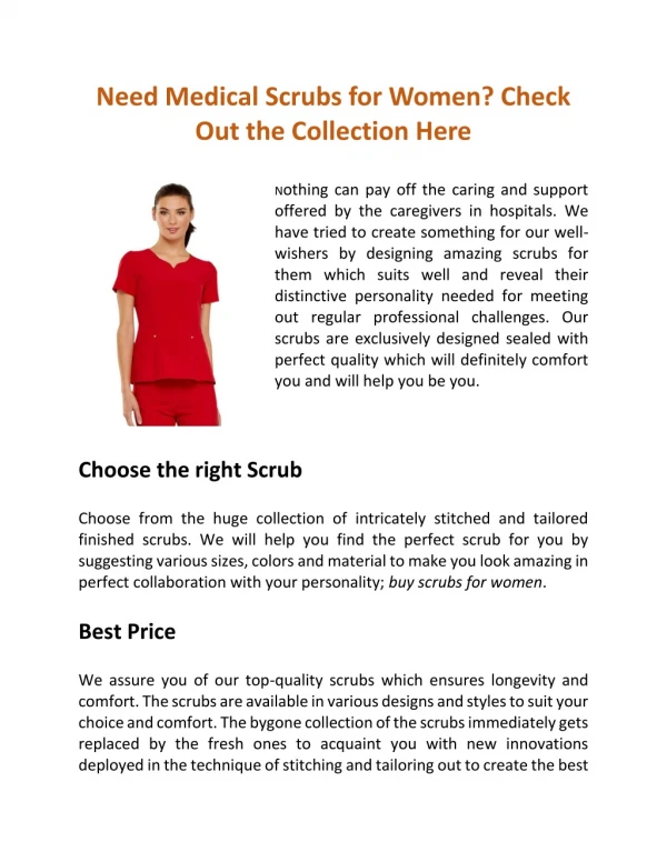 Need Medical Scrubs for Women? Check Out the Collection Here