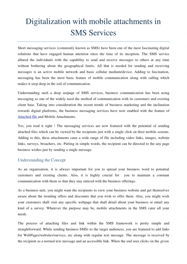 Getting started with Mobile Attachments in SMS Service