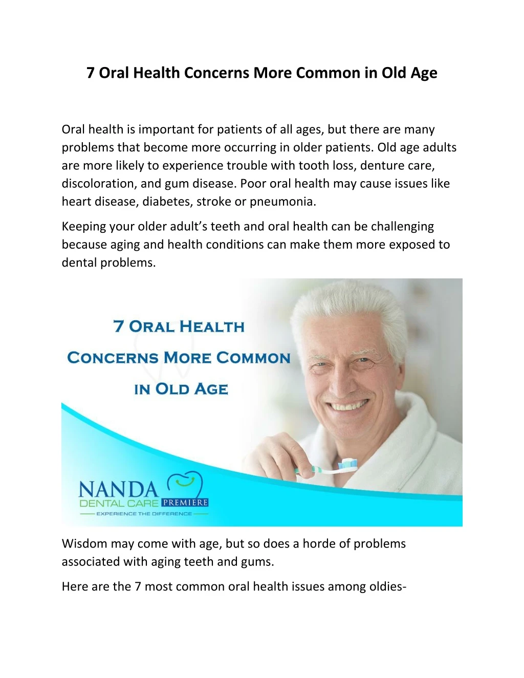 7 oral health concerns more common in old age