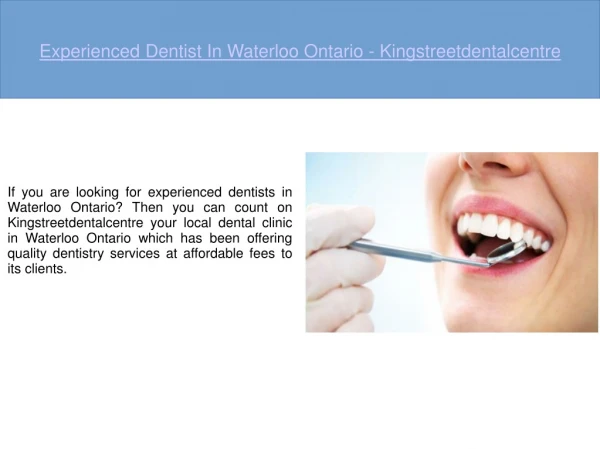 Dentist In Waterloo Ontario