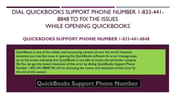 QuickBooks Support Phone Number 1-833-441-8848