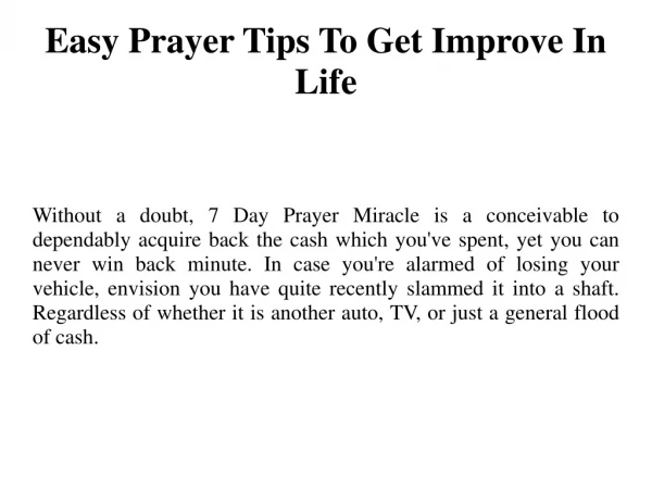 Easy Prayer Tips To Get Improve In Life