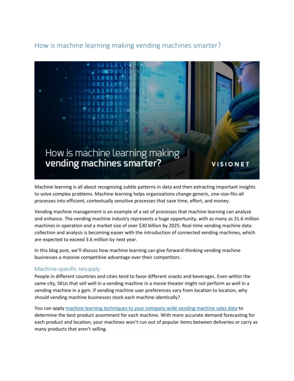 How is machine learning making vending machines smarter?